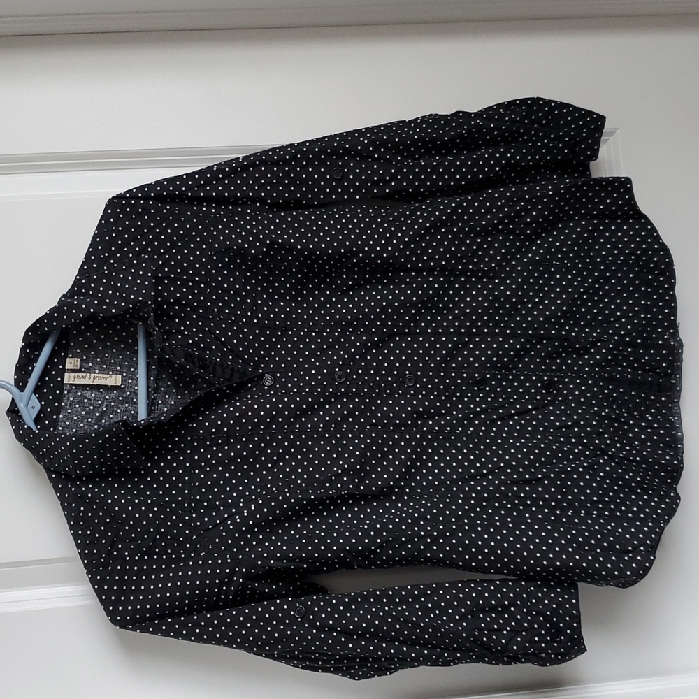 Black & White Polka Dot Button Down Top